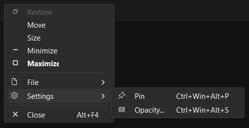 Window+ Settings