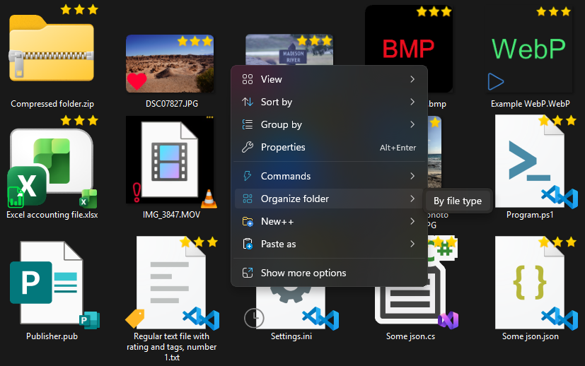 Organize folder into subfolders by file type in one click